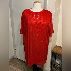 SHEIN Curve Red Sequin Dress - 3XL